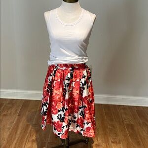 NEW! Frances Valentine Barbie gathered skirt rose floral cream black  coral L